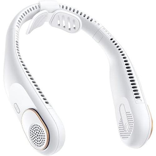 SWEETFULL Portable Neck Fan: 5200mAh Bladeless Personal Fan | 4 Speeds, 20H Max Runtime, No Hair Twist Quiet Wearable Fan for Travel | Birthday Gifts for Men Women Mom Dad
