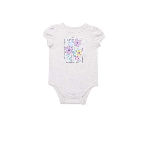 Garanimals Baby Girl Graphic Print Bodysuit with Short Puff Sleeves, Sizes 0-24 Months