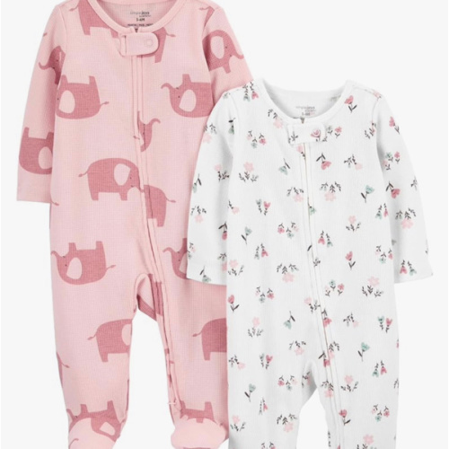 Simple Joys by Carter's Baby Girls' 2-way Zip Thermal Footed Sleep and Play, Pack of 2