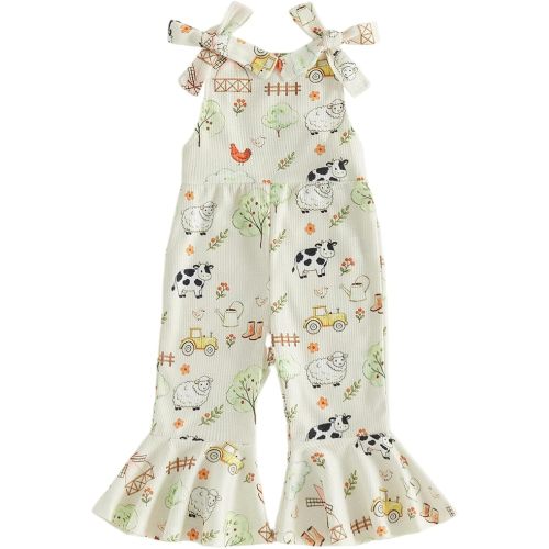 Toddler Cowgirl Outfit Baby Girl Romper Bell Bottom Flare Jumpsuit