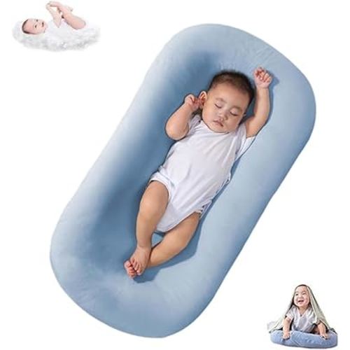 Baby Lounger Snuggle Me Lounger for Baby, Bionic Design Baby Nest Sleeper Baby Lounger for Newborn 0-24 Months, Soft Organic Cotton Breathable Lounger Pillow for Infants (Blue Newborn Lounger)