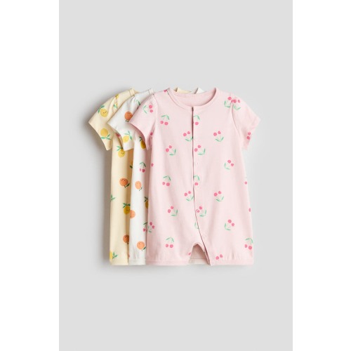 3-pack Short Cotton Sleepsuits