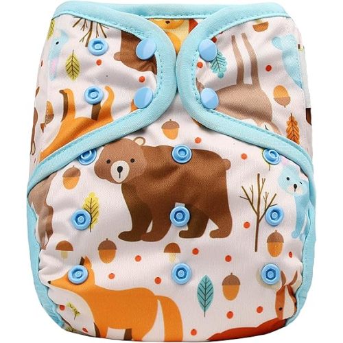 OsoCozy One Size Cloth Diaper Covers - Adjustable Snap Fit & Double Leg Gussets for Baby Boys & Girls from 8-35 Pounds. Use with Prefold, Flat or Fitted Cloth Diapers or Snap-in Inserts.