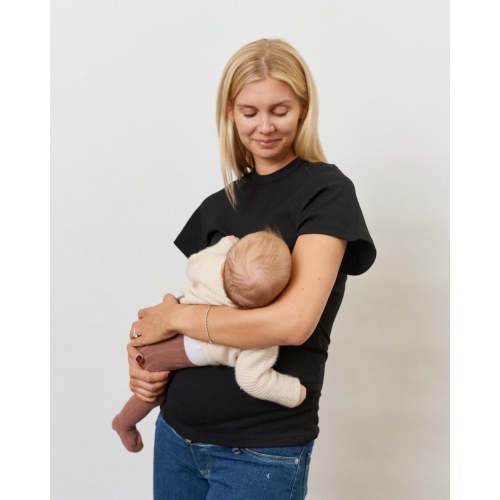 Ribbed Nursing Short Sleeve (White/Black)