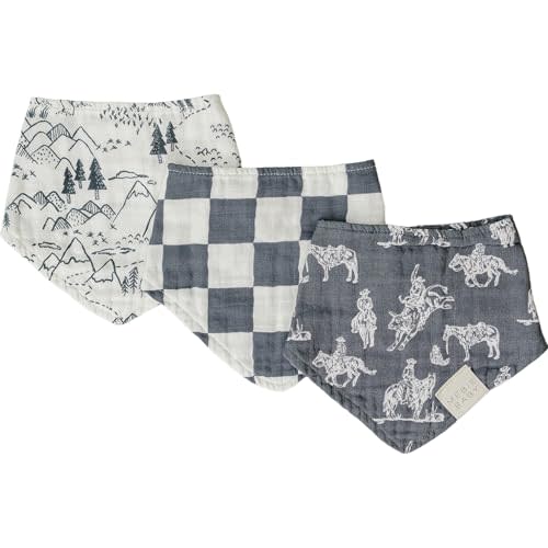 Mebie Baby Muslin Cotton Bib, 3 pack, Baby Bib Set for Burp, Spit Up, Drool, Bandana Bibs for Baby Boy or Baby Girl