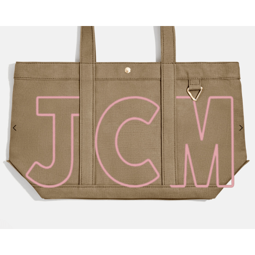 Custom Diaper Bag - Medium, Mushroom Taupe, Light Pink Monogram