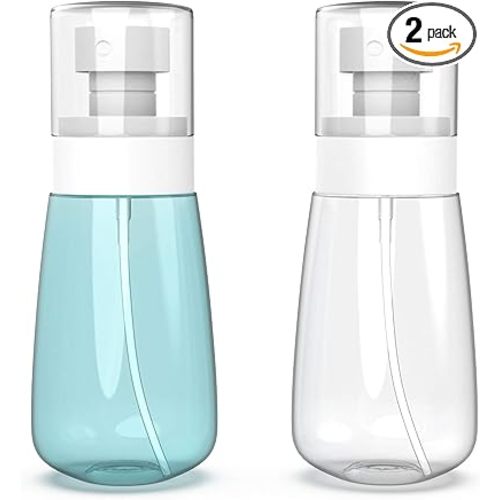 Pack 2 Small Spray Bottle Travel Size 2oz/60ml - Fine Mist Mini Empty Spray Bottles - Leak Proof - for Toners, Face & Hair Mist