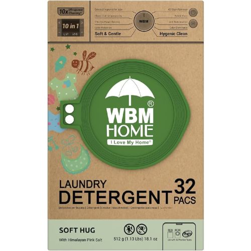WBM Baby Care Laundry Detergent Pods, 32 Count | Laundry Pods Specially Designed For Clothes | Soft Hug Fragrance With 10x Ultra Power Cleaning