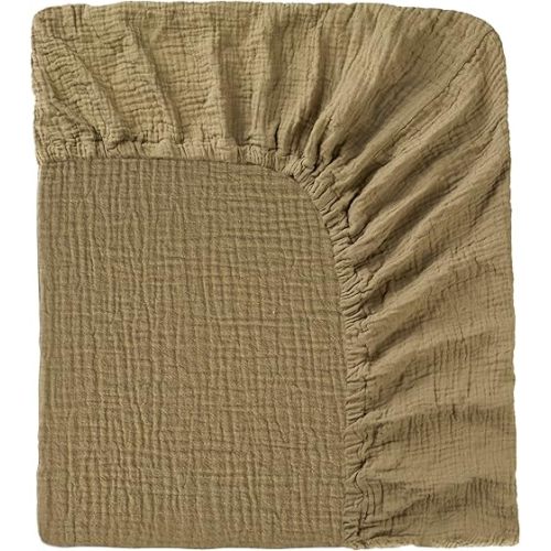 Muslin Crib Sheet – 100% Cotton Baby Fitted Sheet for Boys & Girls, Ultra Soft & Breathable, Snug Fit with 360° Elastic, Fits Standard Crib Mattress 28" x 52" & Toddler Beds.