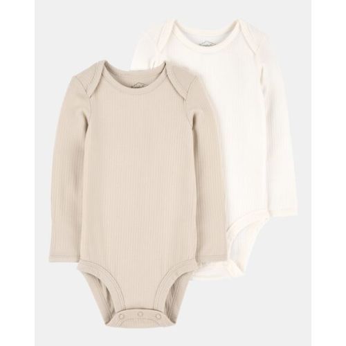 Baby 2-Pack Long-Sleeve PurelySoft Bodysuits - Khaki/Ivory - Carter's | Carter's