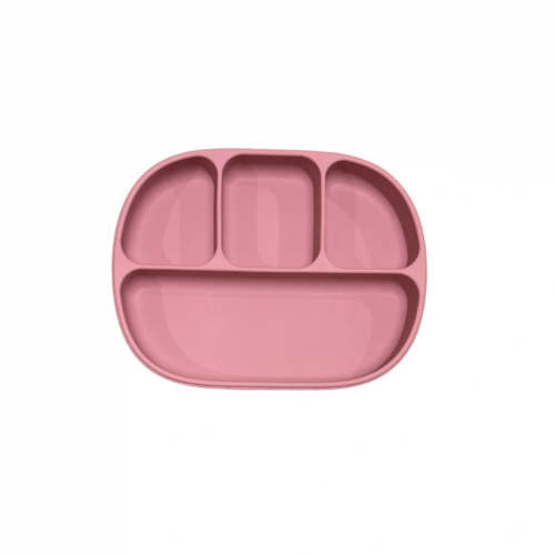 4 Section Suction Plate - Petunia Pink | Silicone | Non-Toxic