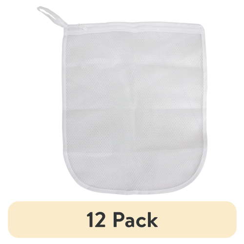 (12 pack) Mainstays Delicates Mesh Wash Bag with Zipper Closure, White, 15" x 18"