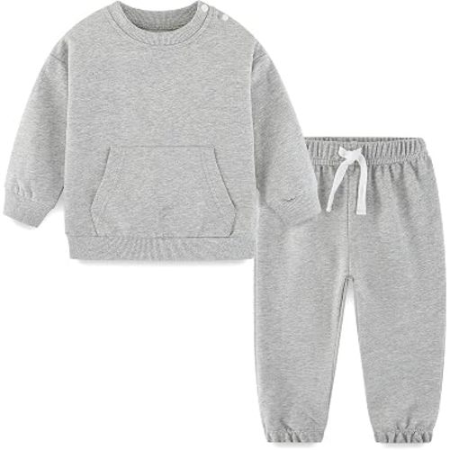Fullfamous Baby and Toddler Boys 100% Cotton 2 Piece Long Sleeve Sweatshirt and Sweatpant Jogger Pants Set Newborn-4T