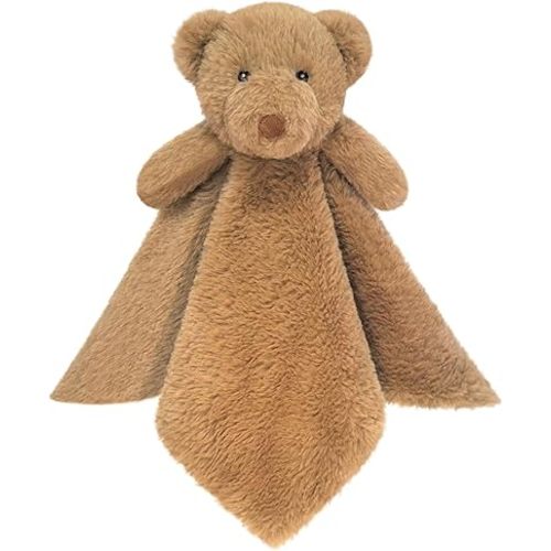 Baby Light Brown Teddy Bear Soft Stuffed Animal Security Blanket, Plush Bear Character Lovey Blanket, Baby Shower/Nursery Gift, Newborn Infant Toddler Snuggle Blankie for Girls Boys, 14 Inch