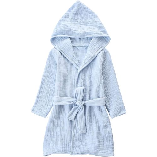 TADO MUSLIN Organic Cotton Toddler Bathrobe, Soft and Breathable Baby Robe for Kid, Boy& Girl Hooded Robe Muslin