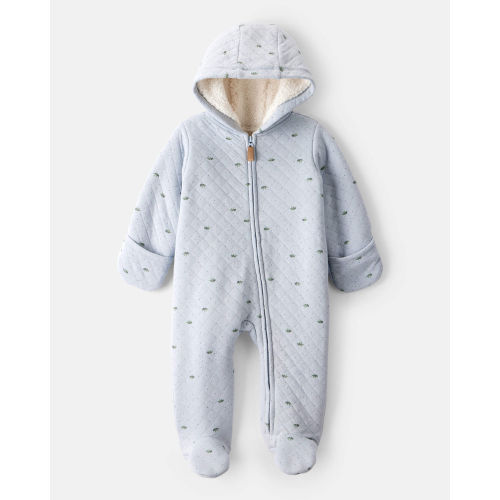 Baby Boy Dinosaur Print Sherpa-Lined Long-Sleeve Jumpsuit - Blue - Carter's | Carter's
