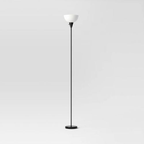 Torchiere Floor Lamp Black - Room Essentials™: Minimalist Standing Light with 3-Way Switch