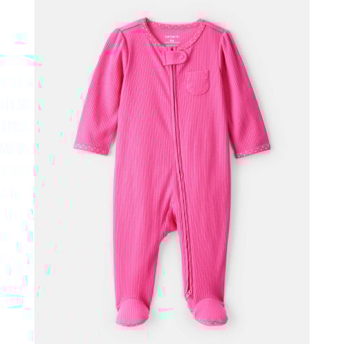 Baby Girl Cotton Long-Sleeve Snug Fit Sleep & Play Pajamas - Pink | Carter's