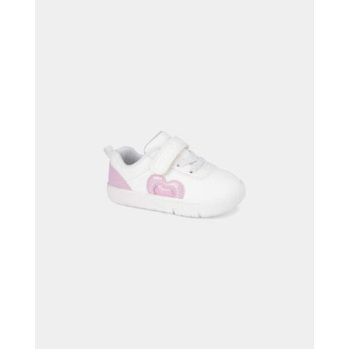 Baby Girl Every Step® First Walker Shimmer Heart Sneakers - White/Pink | Carter's