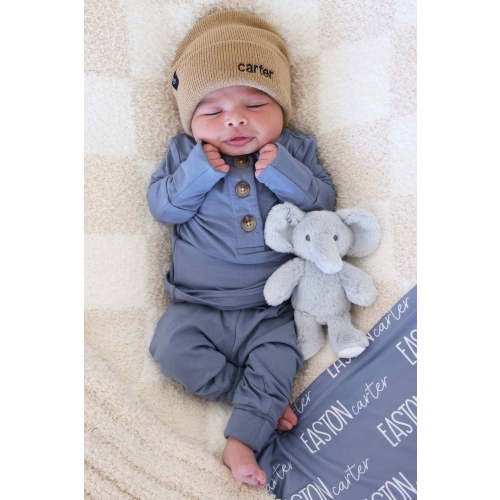 2pc Bamboo Button Top & Bottom | Blue Jean