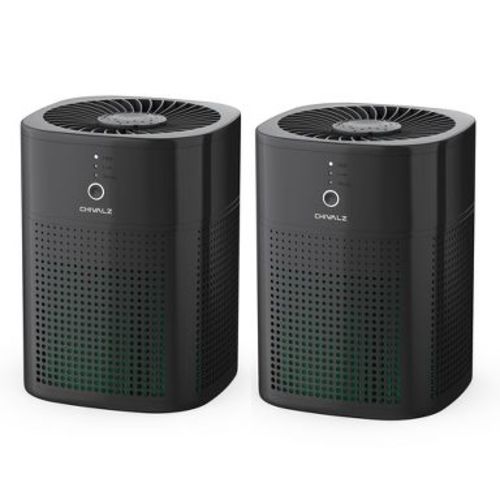 CHIVALZ 2 Pack Air Purifier for Bedroom, Air Purifiers for Home Bedroom, Quiet Air Cleaner with 24dB Sleep Mode, H13 HEPA Filter for Pet, Black