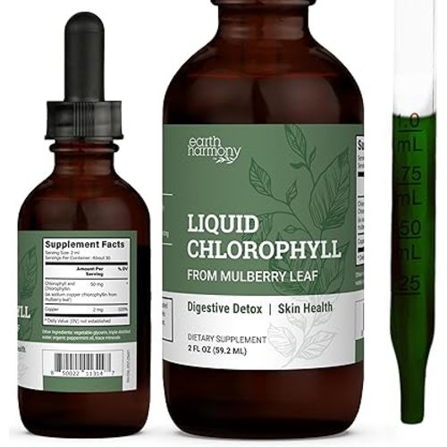 Liquid Chlorophyll, Liquid Drops for Immune System Support, Natural Internal Deodorant - Vegan Chlorophyll Drops with Organic Glycerin - Clorofila Liquida, Chlorophyllin Detox Cleanse (1 mL)