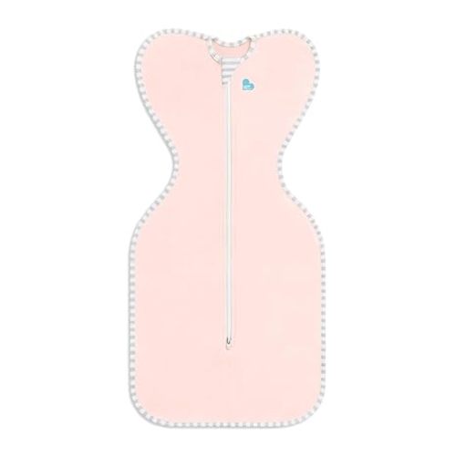 Love To Dream Swaddle Up Stage 1 Small Baby Sleep Sack Swaddles | Self-Soothing Snug Fit Helps Calm Startle Reflex | Cotton Lite 0.2 TOG | Fits 8-13 lb, Height ≤ 25 in, Light Pink