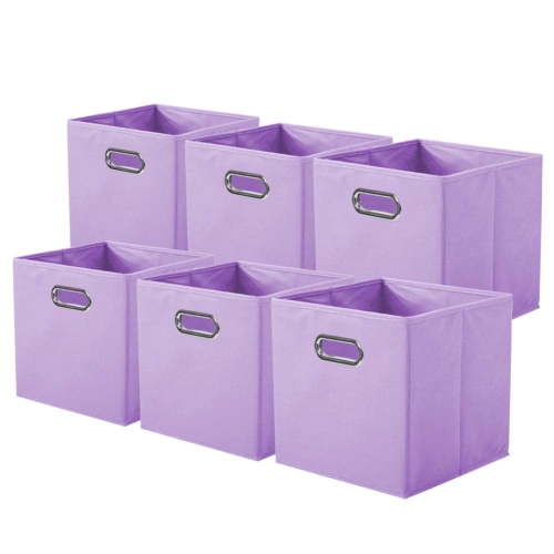 PinkSheep Collapsible Fabric Cube Storage Bins, 11" Storage Cubes Basket Organizer Bins for Closet, Lightpurple, 6 Pack