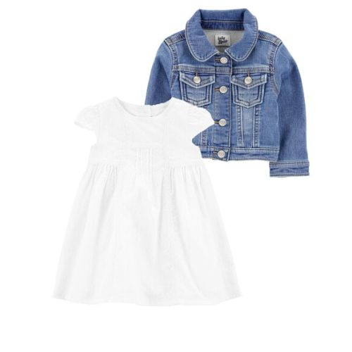 Baby 2-Piece Classic Knit-Like Denim Jacket & Babydoll Dress Set - OshKosh B'gosh | Carter's