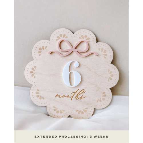 Monthly Milestone Sign for Baby Girl Pink Bow Milestone Sign Baby Monthly Photo Prop Milestone Baby Girl Photo Announcement Picture Monthly