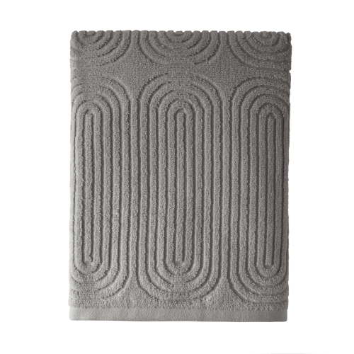 Beautiful by Drew Barrymore Textured Bath Towel, Soft 100% Cotton, Charcoal Gray