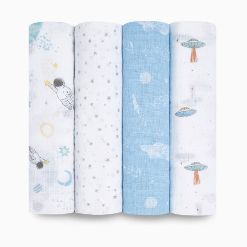 Essentials Cotton Muslin Swaddles (4 Pack) - Space Explorers