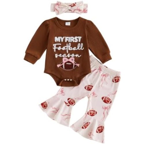 Newborn Baby Girl Clothes Fall Winter Romper Flared Pants Set