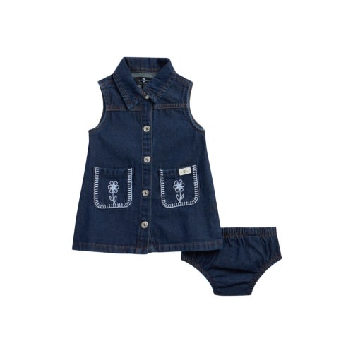 7 For All Mankind Kids' Embroidered Pocket Denim Dress
