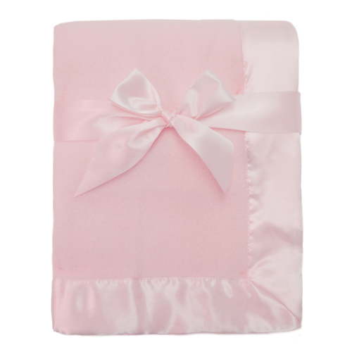 TL Care Fleece Blanket with Silk-Like Satin Trim, Soft, Warm & Cozy, Pink, 30" x 40" for Boys and Girls, Perfect for Baby Carrier, Stroller, Travel and Gifting