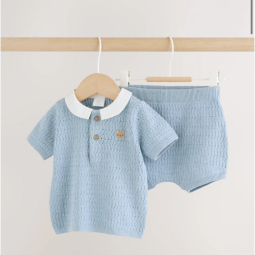 Buy Blue Collared Knit Top and Shorts Baby Set (0mths-2yrs) from Next USA