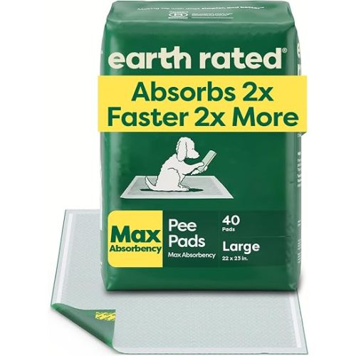 Earth Rated 40 Puppy Pads, Max Absorbency Pee Pads for Dogs, Regular (L)