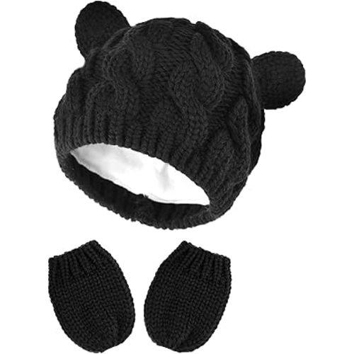 Baby Winter Hat Mittens Set Knitted Beanie Gloves for Baby Girls Boys Newborn Infant Toddler Autumn Winter