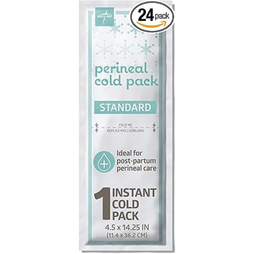 Medline Perineal Cold Packs for Postpartum Care (24 Count) Each Absorbent Pad is 4.5" x 14.25" Perfect for your After Delivery Postpartum Essentials Kit