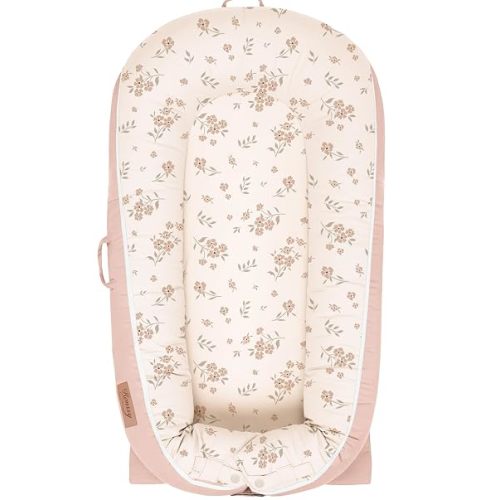 Konssy 100% Cotton Baby Lounger Cover Fits DockATot Deluxe+, Cover Only | Soft & Breathable, Easy Installation with Two-Way Zipper & Snap Buttons, Cozy Replacement Slipcover for Baby Nest (Blossom)