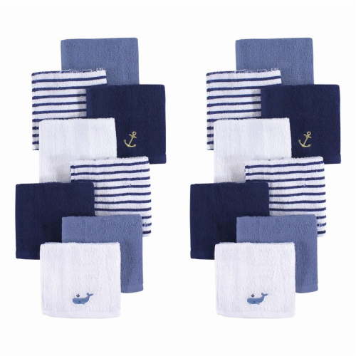 Hudson Baby Infant Boy 16Pc Super Soft Cotton Washcloths, Anchor, One Size