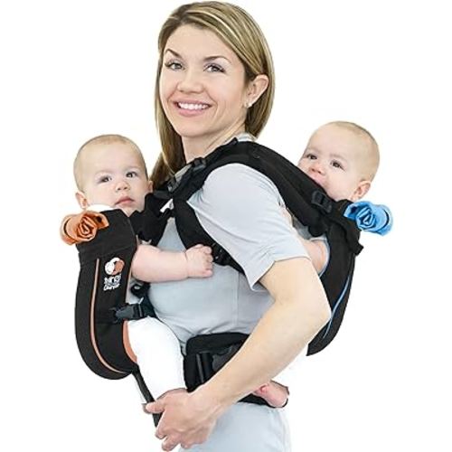 TwinGo Carrier - Breathable Twin Baby Carrier That Separates into 2 Baby Carriers, Adjustable Twin Carriers for Babies and Toddlers (10-45 lbs), Fits Adults XS-XXL - Air Model, Classic Black