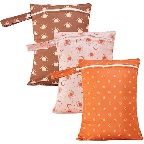 Happy Flute 3 Set Wet Bag Storage Bag Waterproof Washable Travel Bags, Beach, Pool, Gym Bag for Swimsuits & Wet Clothes for Baby(Sun)