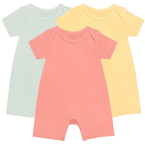 GUISBY Rayon Baby Pajamas, Short Sleeve Footless Rompers, Snap Closure Sleeper for Boy Girls