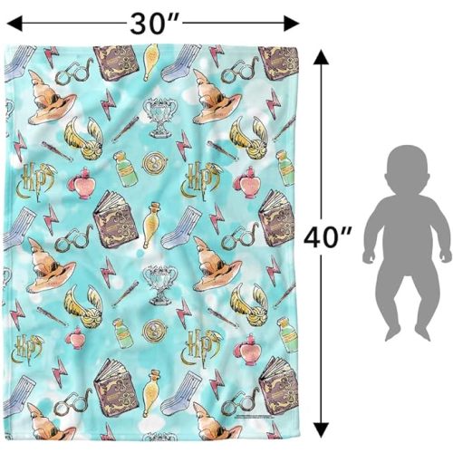 Harry Potter Lightweight Baby Blanket, 30"X40", Water Color Pattern Unisex for Infants Girls & Boys