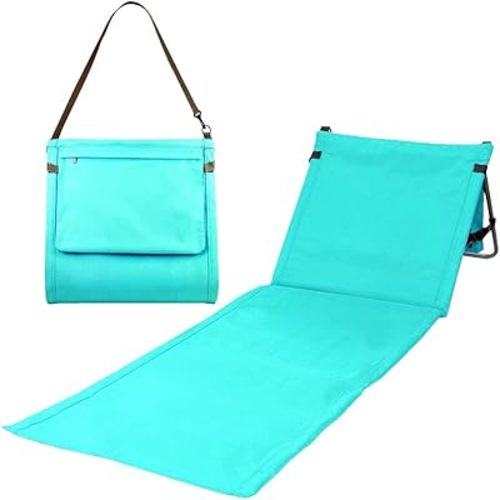 Bo Toys Portable Beach Mat Lounge Chair and Tote (Plain Blue)