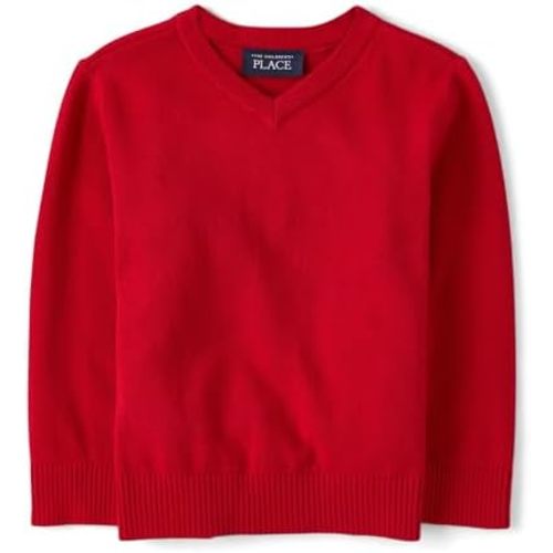 The Children's Place Baby Boys' and Toddler Long Sleeve V-Neck Pullover Sweater