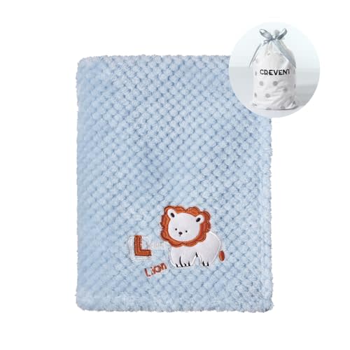 CREVENT 30''X40'' Cute Cozy Fluffy Warm Baby Blanket for Girls Boys Infants Toddlers' Bedding Crib Cot Stroller, Baby Shower Birthday Newborn's Gift Blue - Baby Lion