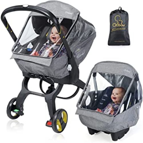 Universal Car Seat Rain Cover,Weather Shield for Infant Car Seat with Storage Bag,Side Ventilation & Handle Opening,Necessary Protection for Baby or Pet in Crowded,Baby Travel Accessories (Light Grey)