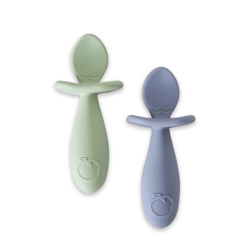 Plum Easy Grip Spoon Set Olive/ Steel Blue